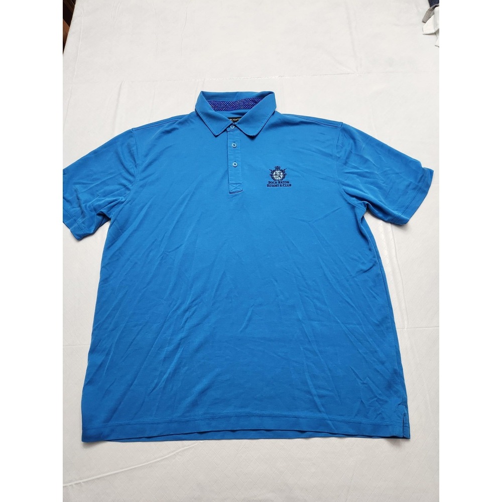 Bugatchi Polo Shirt Mens XL‎ Blue Boca Raton Resort Club Embroidered Golf Casual